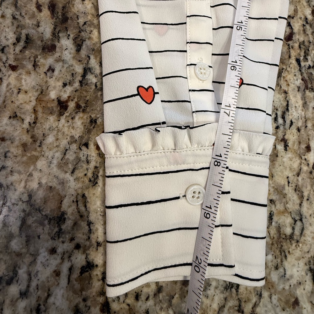 Court & Rowe heart striped ruffled button up top SZ XXS - Picture 10 of 12